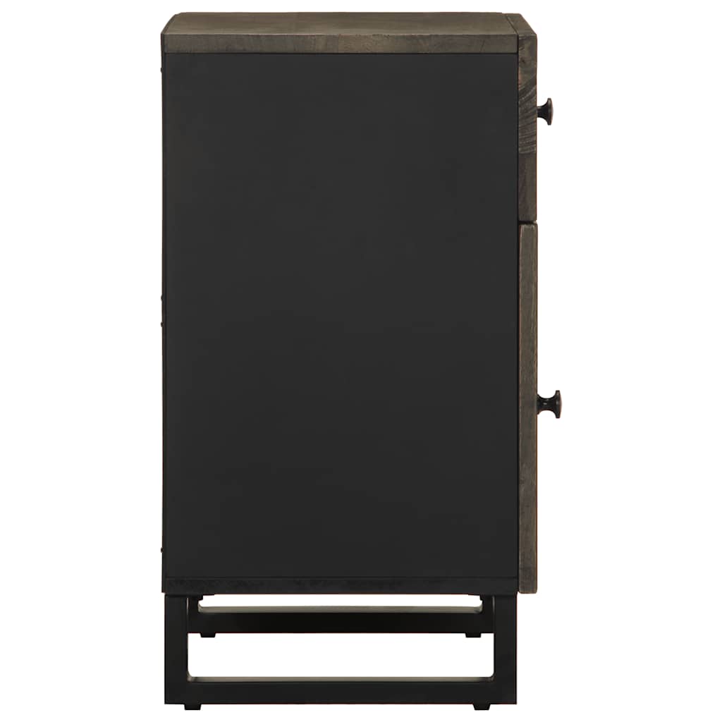 Comodino Nero 50X33X60 Cm In Legno Massello Di Mango