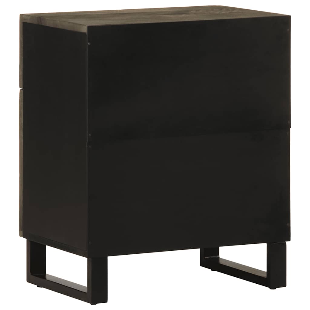 Comodino Nero 50X33X60 Cm In Legno Massello Di Mango