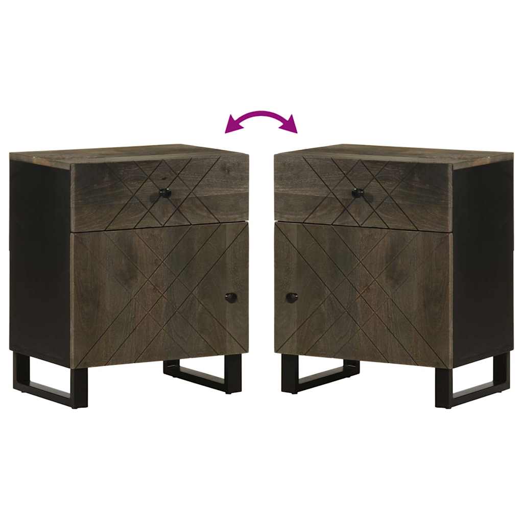 Comodino Nero 50X33X60 Cm In Legno Massello Di Mango
