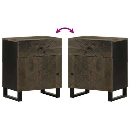 Comodino Nero 50X33X60 Cm In Legno Massello Di Mango