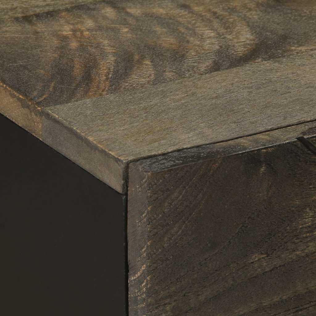 Comodino Nero 50X33X60 Cm In Legno Massello Di Mango
