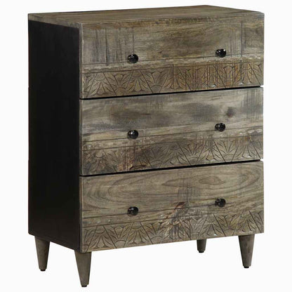 Credenza Grigio Chiaro 60X33,5X75 Cm In Legno Massello Di Mango