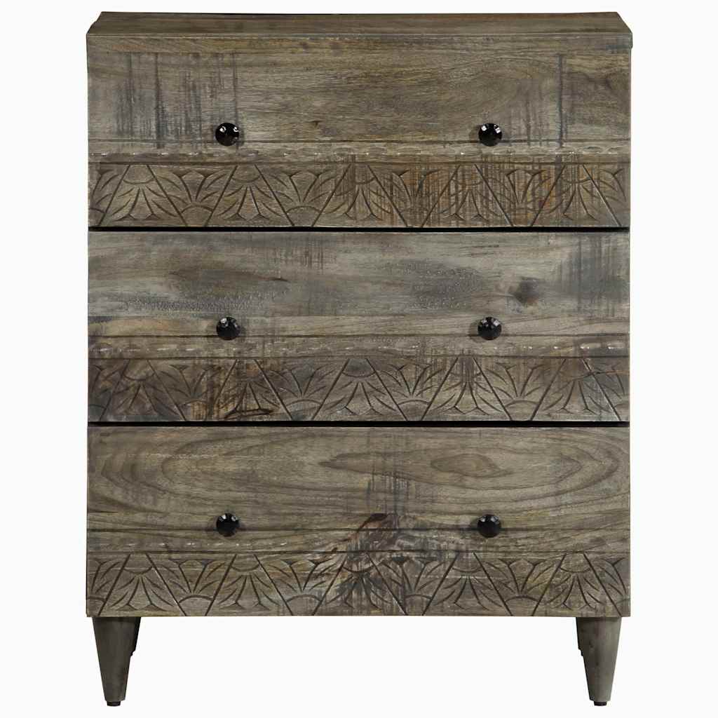 Credenza Grigio Chiaro 60X33,5X75 Cm In Legno Massello Di Mango