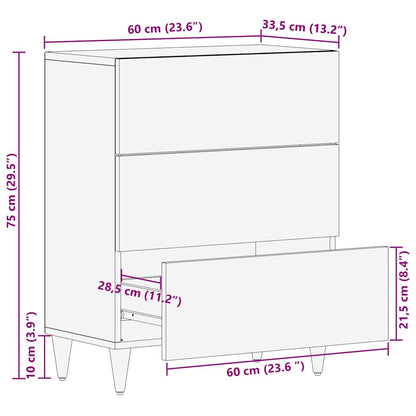 Credenza Grigio Chiaro 60X33,5X75 Cm In Legno Massello Di Mango