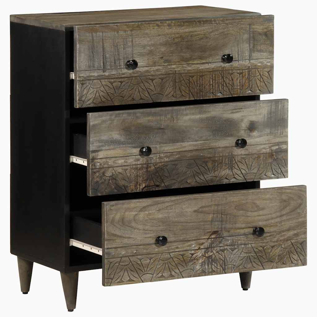 Credenza Grigio Chiaro 60X33,5X75 Cm In Legno Massello Di Mango