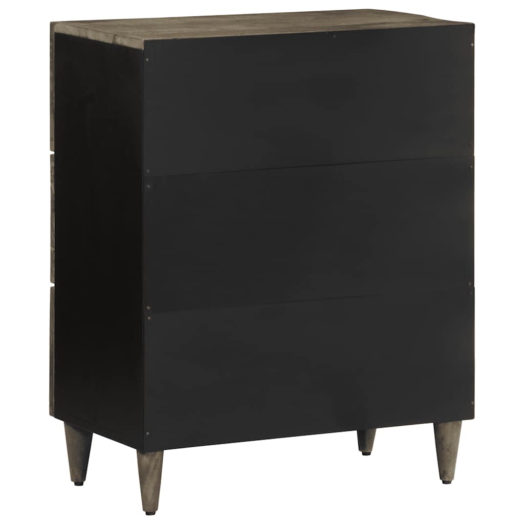 Credenza Grigio Chiaro 60X33,5X75 Cm In Legno Massello Di Mango