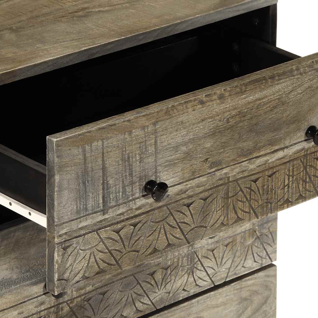 Credenza Grigio Chiaro 60X33,5X75 Cm In Legno Massello Di Mango