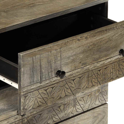 Credenza Grigio Chiaro 60X33,5X75 Cm In Legno Massello Di Mango