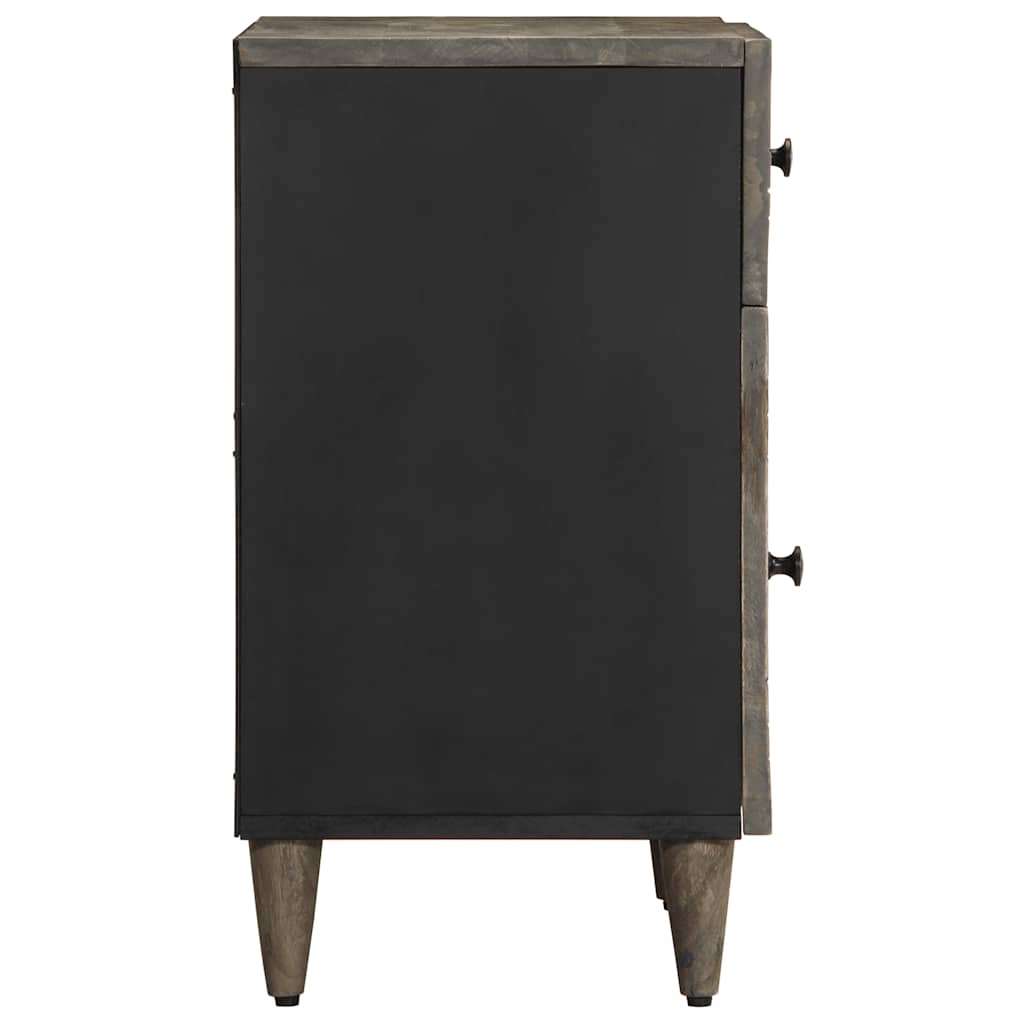 Comodino Grigio Chiaro 50X33X60 Cm In Legno Massello Di Mango