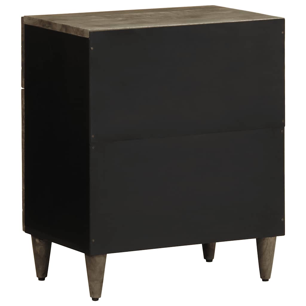Comodino Grigio Chiaro 50X33X60 Cm In Legno Massello Di Mango