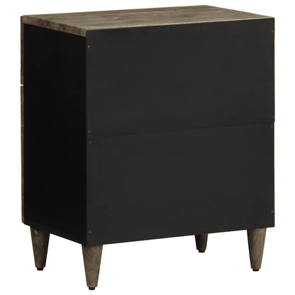 Comodino Grigio Chiaro 50X33X60 Cm In Legno Massello Di Mango