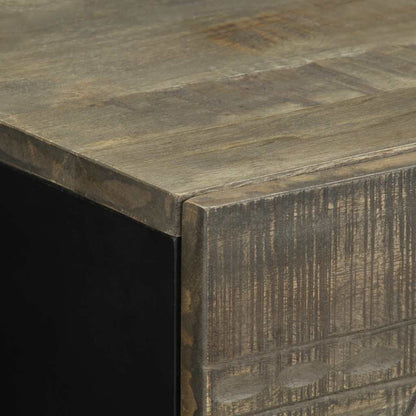 Comodino Grigio Chiaro 50X33X60 Cm In Legno Massello Di Mango