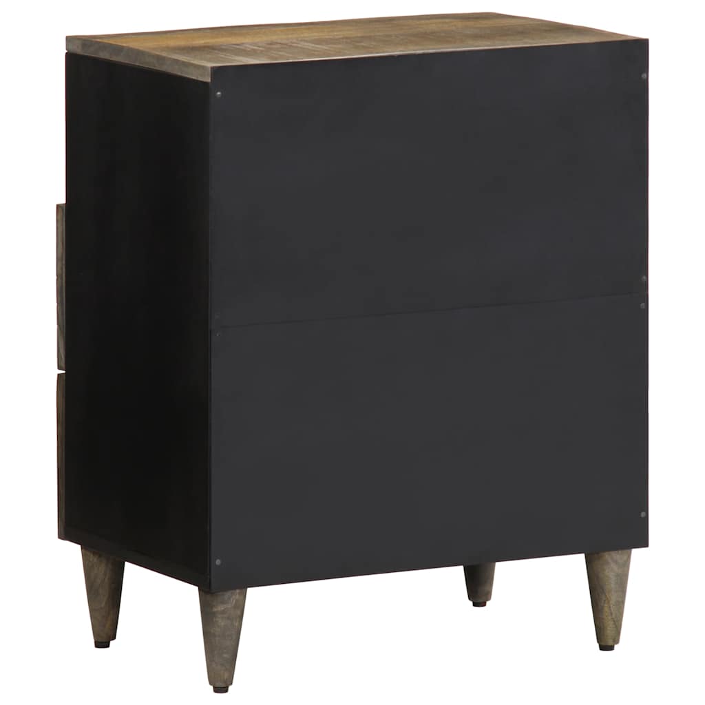Comodino Grigio Chiaro 50X33X60 Cm In Legno Massello Di Mango