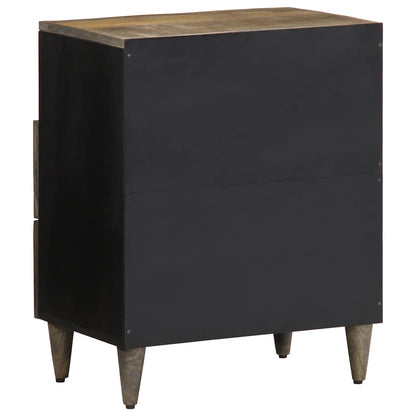 Comodino Grigio Chiaro 50X33X60 Cm In Legno Massello Di Mango