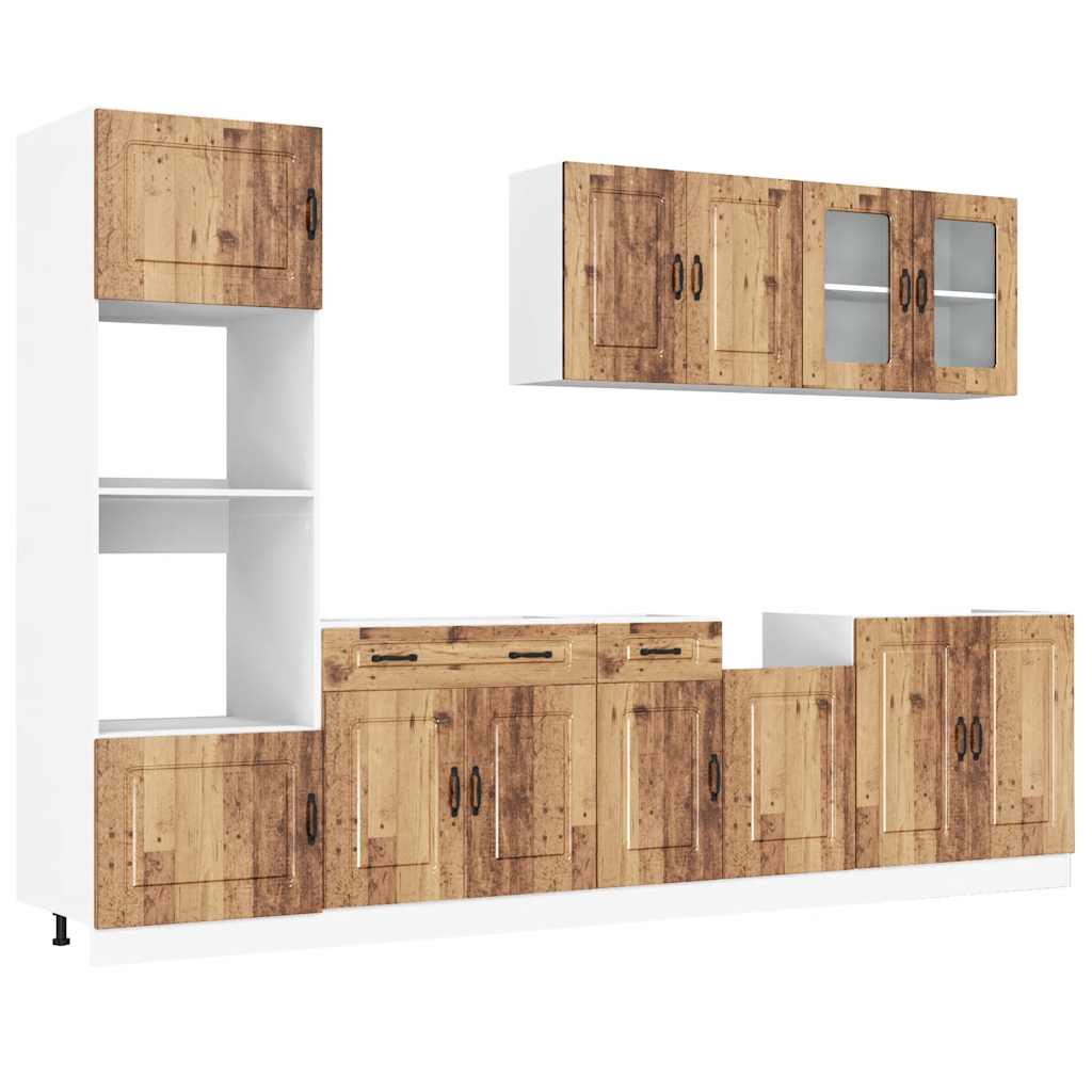 Set Mobili Da Cucina 7 Pz Kalmar Legno Vecchio In Truciolato