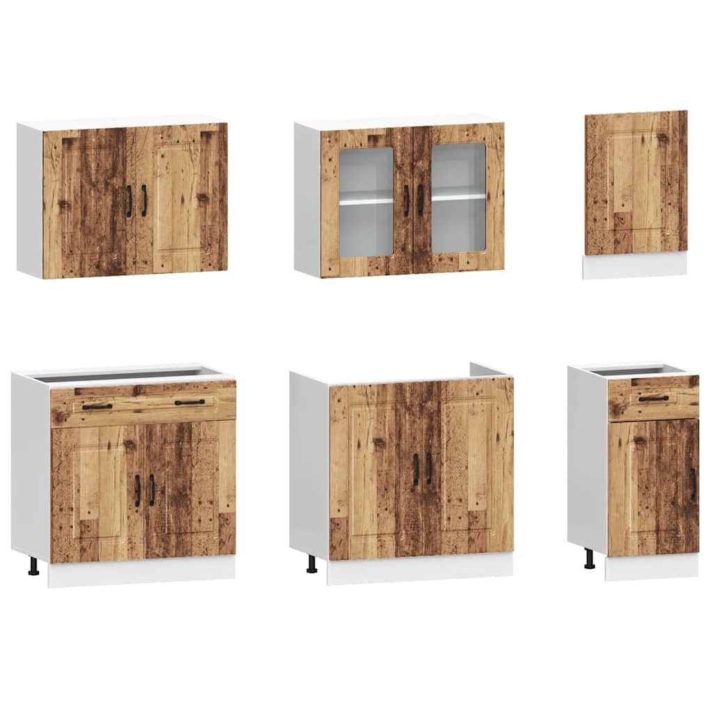 Set Mobili Da Cucina 7 Pz Kalmar Legno Vecchio In Truciolato