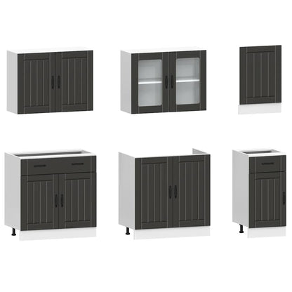 Set Mobili Da Cucina 7 Pz Kalmar Neri Legno Multistrato