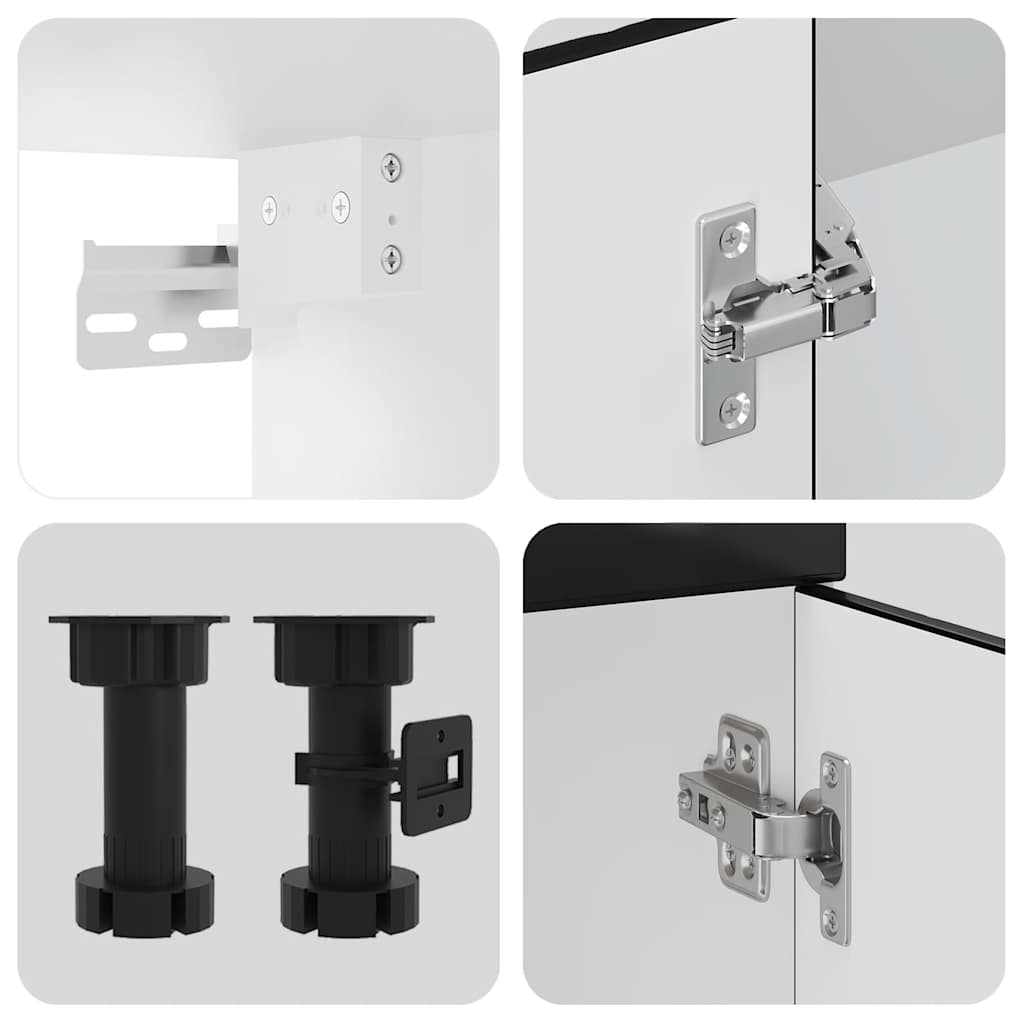Set Mobili Da Cucina 7 Pz Kalmar Neri Legno Multistrato
