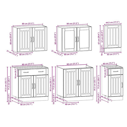 Set Mobili Da Cucina 7 Pz Kalmar Neri Legno Multistrato