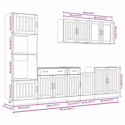 Set Mobili Da Cucina 7 Pz Kalmar Neri Legno Multistrato