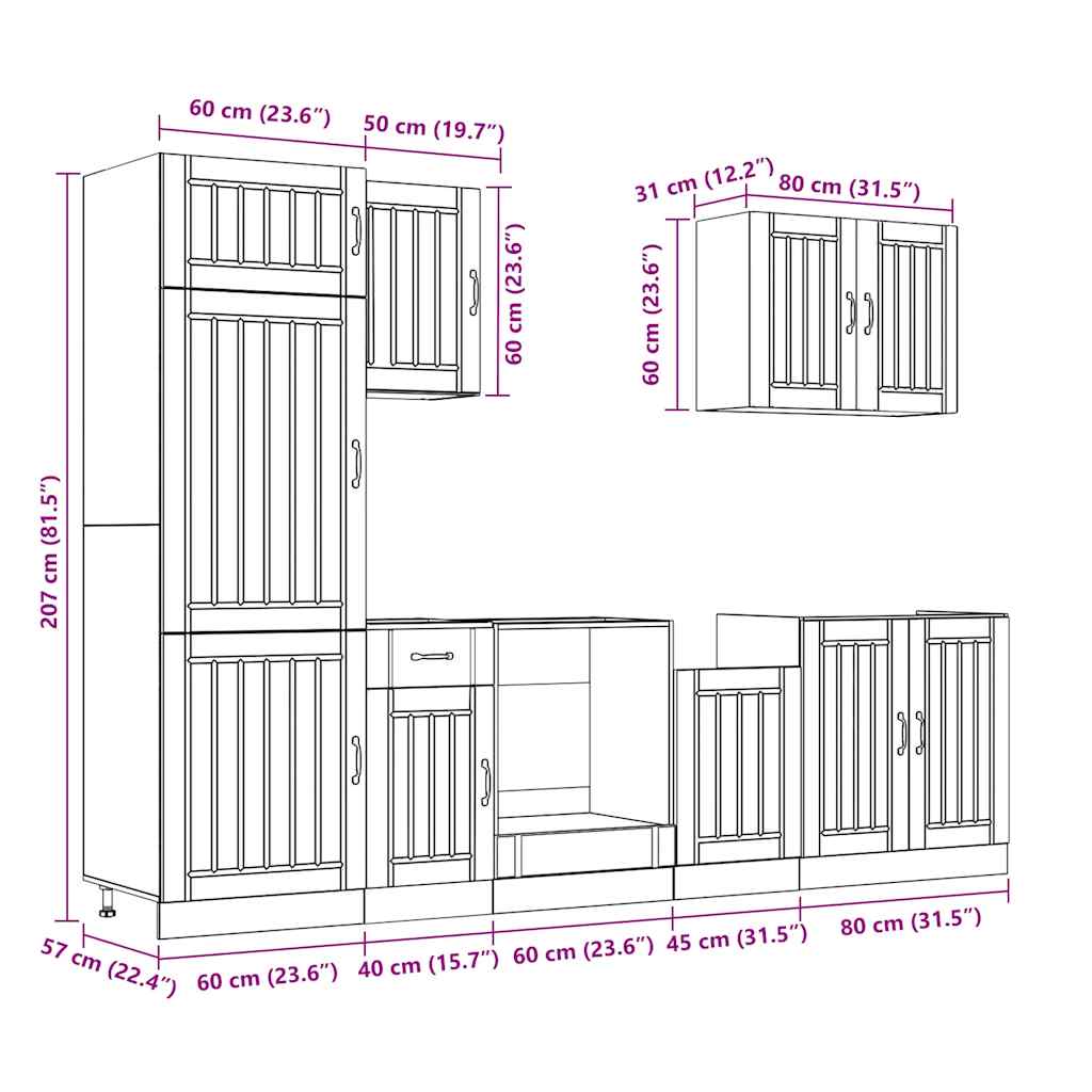 Set Mobili Da Cucina 7 Pz Kalmar In Truciolato