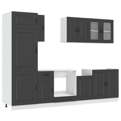 Set Mobili Da Cucina 8 Pz Kalmar Neri Legno Multistrato