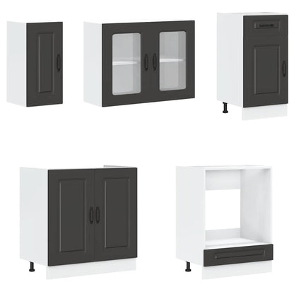 Set Mobili Da Cucina 8 Pz Kalmar Neri Legno Multistrato