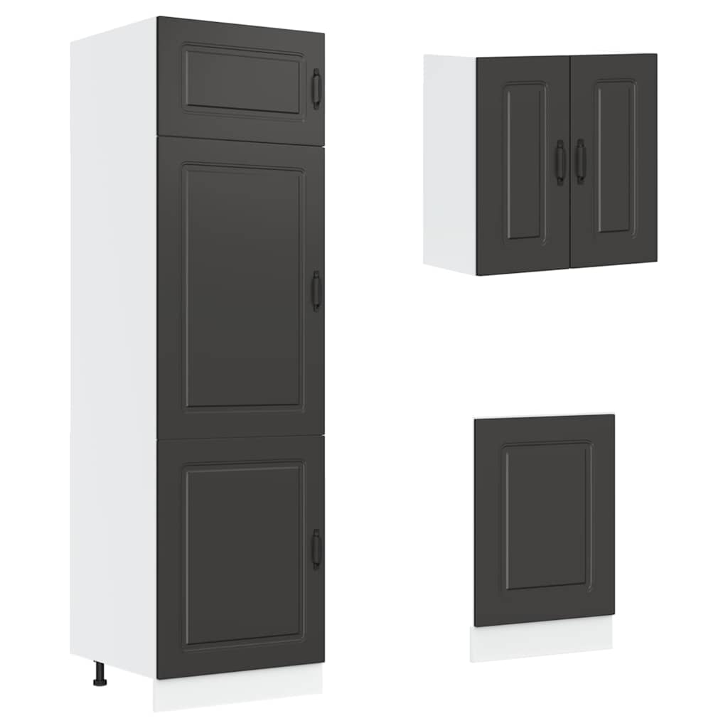 Set Mobili Da Cucina 8 Pz Kalmar Neri Legno Multistrato