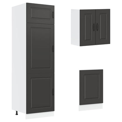 Set Mobili Da Cucina 8 Pz Kalmar Neri Legno Multistrato