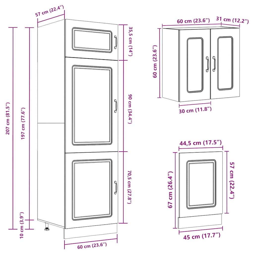 Set Mobili Da Cucina 8 Pz Kalmar Neri Legno Multistrato