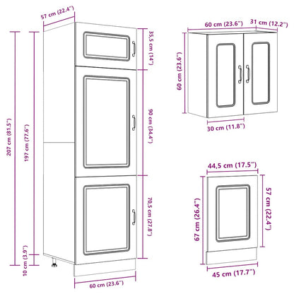 Set Mobili Da Cucina 8 Pz Kalmar Neri Legno Multistrato