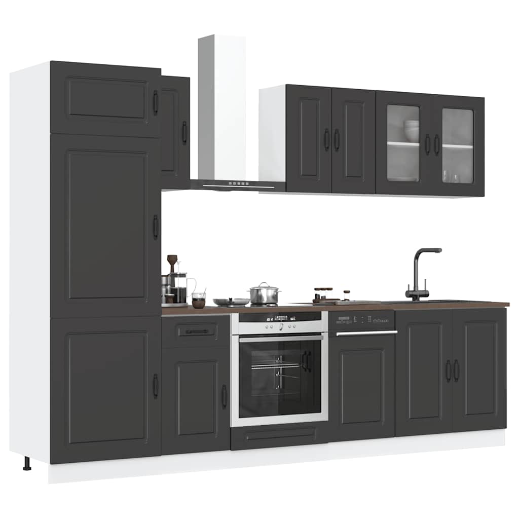 Set Mobili Da Cucina 8 Pz Kalmar Neri Legno Multistrato