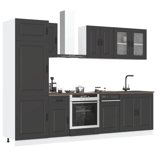 Set Mobili Da Cucina 8 Pz Kalmar Neri Legno Multistrato