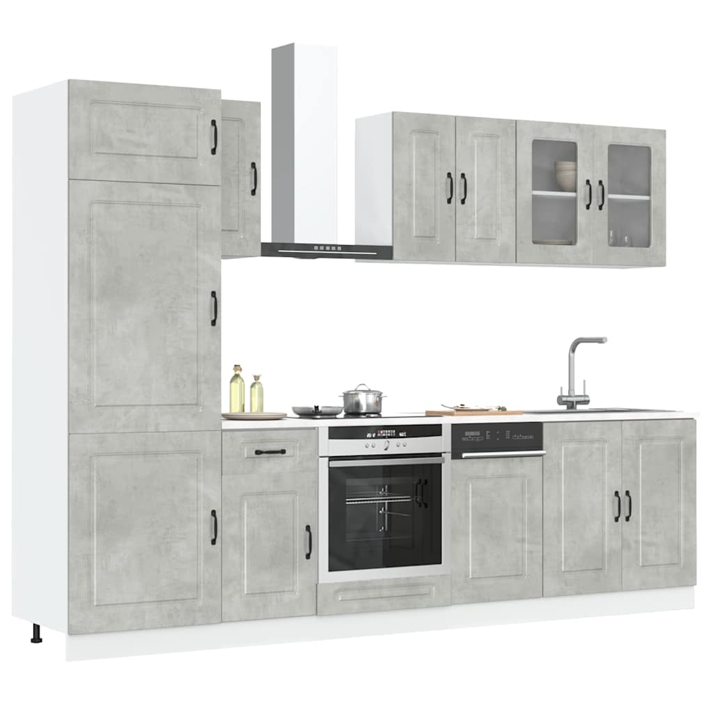 Set Mobili Da Cucina 8 Pz Kalmar Neri Legno Multistrato
