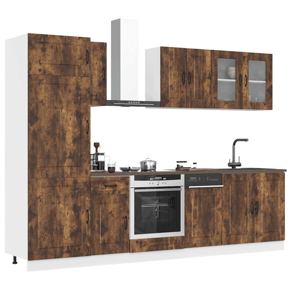 Set Mobili Da Cucina 8 Pz Kalmar Neri Legno Multistrato