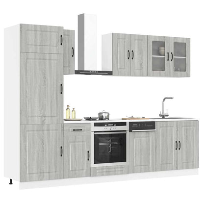 Set Mobili Da Cucina 8 Pz Kalmar Neri Legno Multistrato
