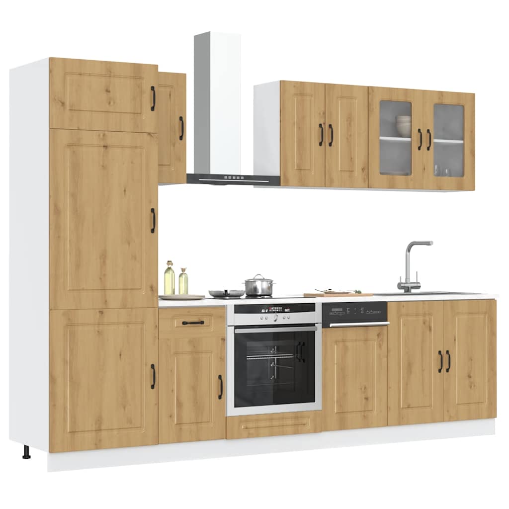 Set Mobili Da Cucina 8 Pz Kalmar Neri Legno Multistrato
