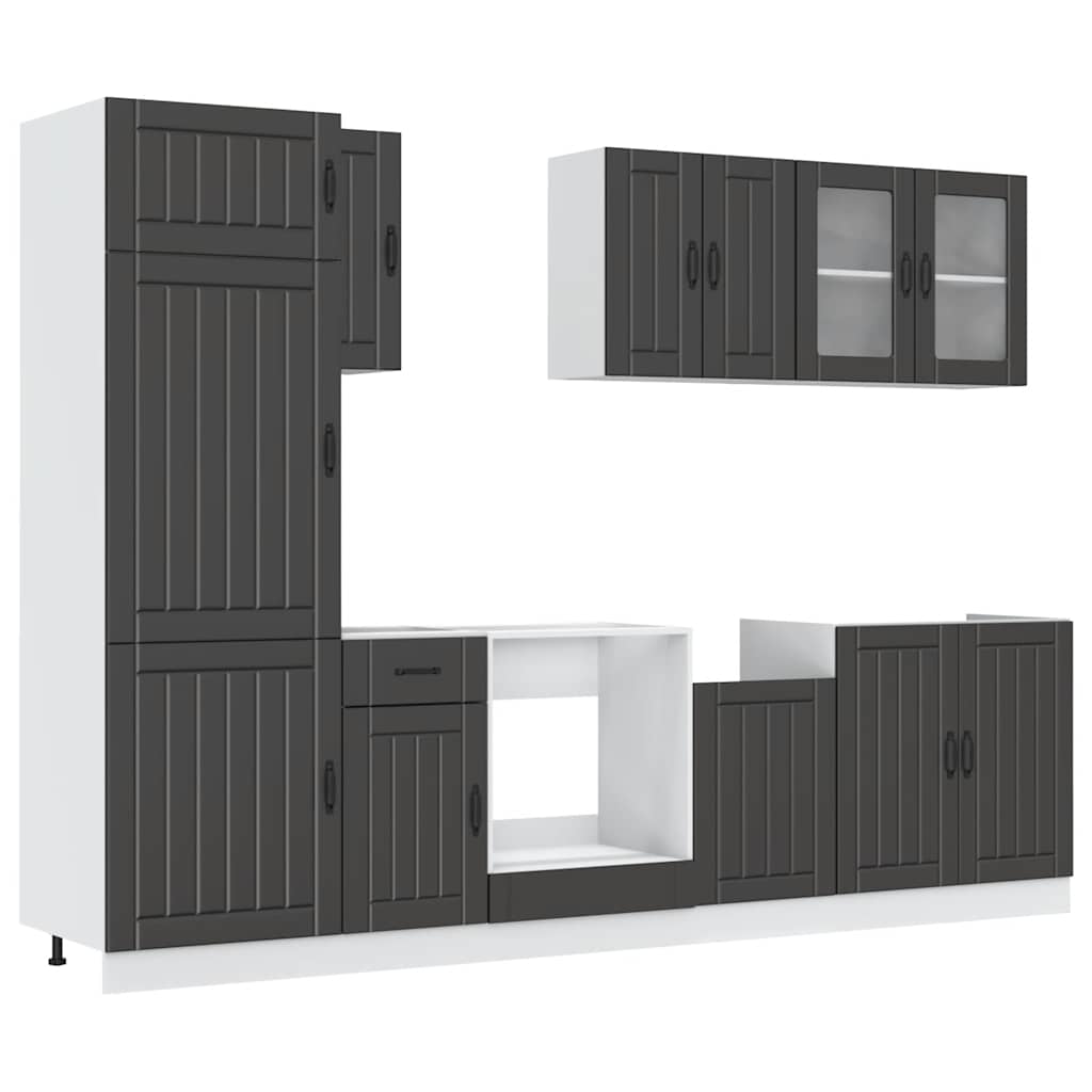 Set Mobili Da Cucina 8 Pz Kalmar Neri Legno Multistrato