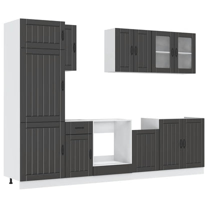 Set Mobili Da Cucina 8 Pz Kalmar Neri Legno Multistrato