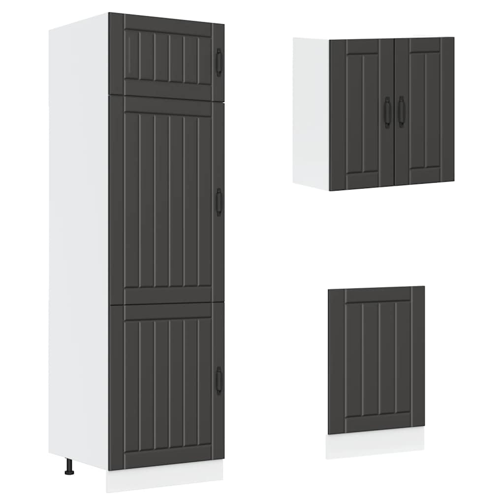 Set Mobili Da Cucina 8 Pz Kalmar Neri Legno Multistrato