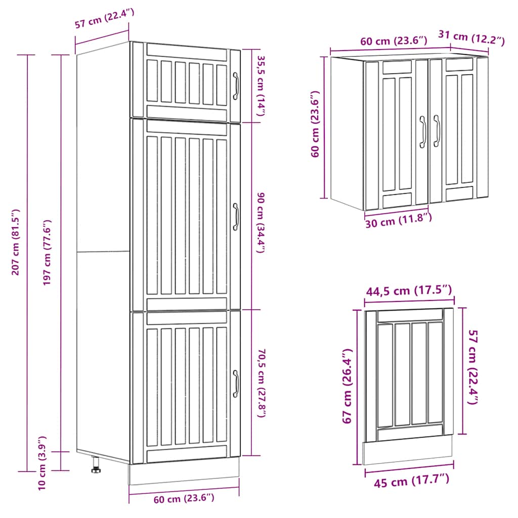 Set Mobili Da Cucina 8 Pz Kalmar Neri Legno Multistrato