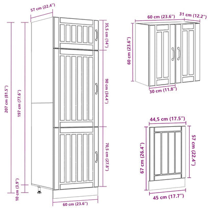 Set Mobili Da Cucina 8 Pz Kalmar Neri Legno Multistrato