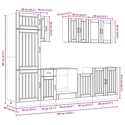 Set Mobili Da Cucina 8 Pz Kalmar Neri Legno Multistrato
