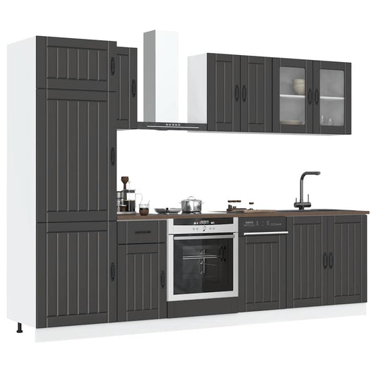 Set Mobili Da Cucina 8 Pz Kalmar Neri Legno Multistrato