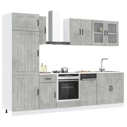 Set Mobili Da Cucina 8 Pz Kalmar Neri Legno Multistrato