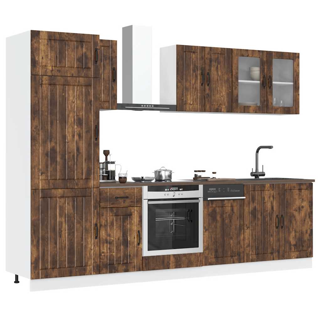 Set Mobili Da Cucina 8 Pz Kalmar Neri Legno Multistrato