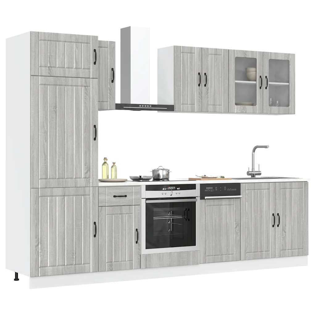 Set Mobili Da Cucina 8 Pz Kalmar Neri Legno Multistrato