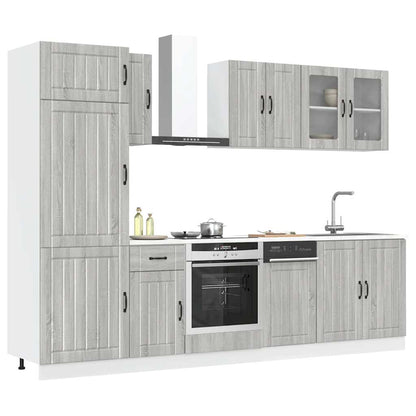 Set Mobili Da Cucina 8 Pz Kalmar Neri Legno Multistrato