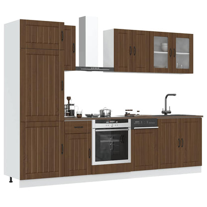 Set Mobili Da Cucina 8 Pz Kalmar Neri Legno Multistrato
