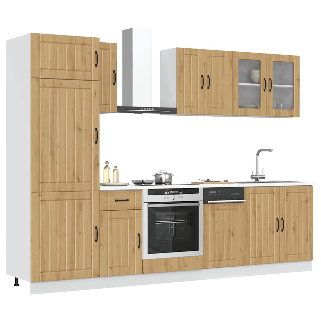 Set Mobili Da Cucina 8 Pz Kalmar Neri Legno Multistrato